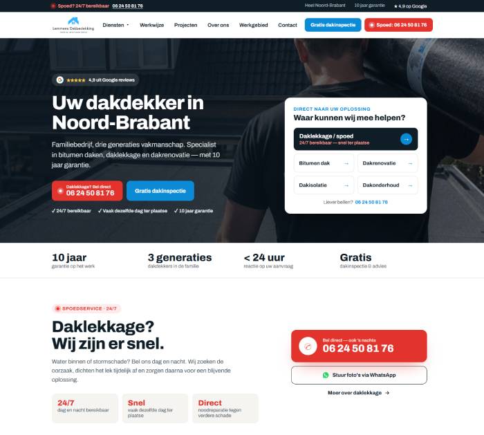 Portfolio website Lemmens Dakbedekking