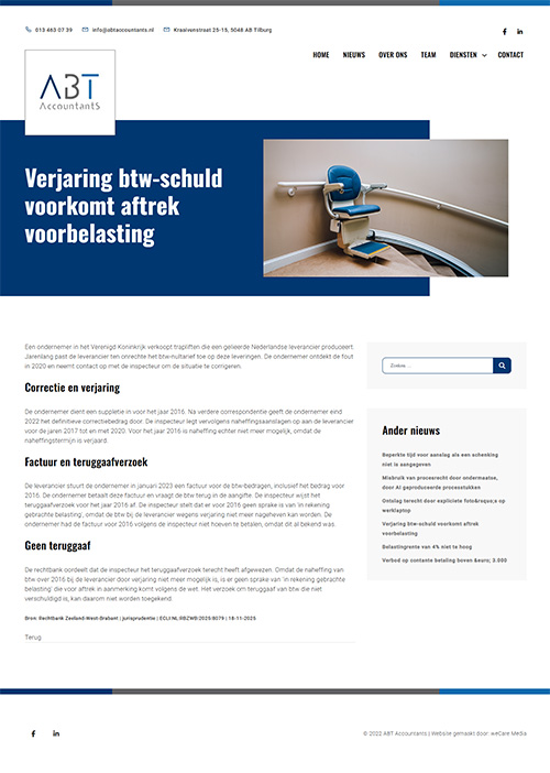 Detail pagina van een enkel nieuwsbericht