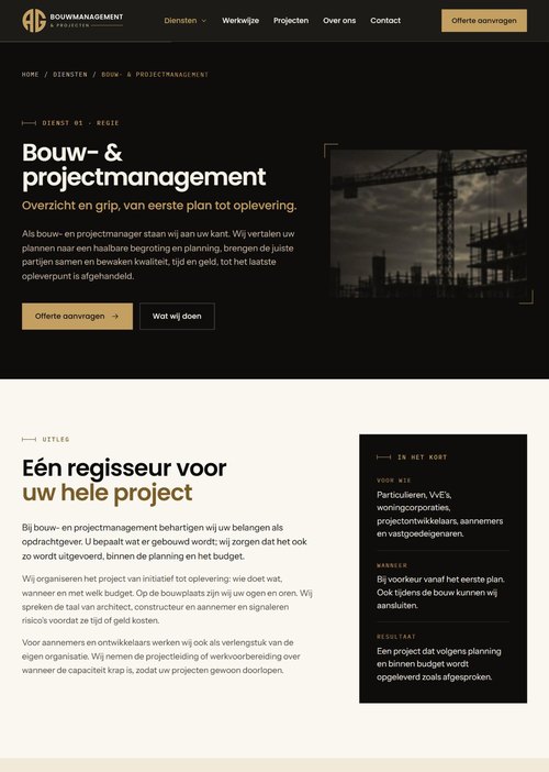 Dienstpagina bouw- en projectmanagement van AG Bouwmanagement & Projecten