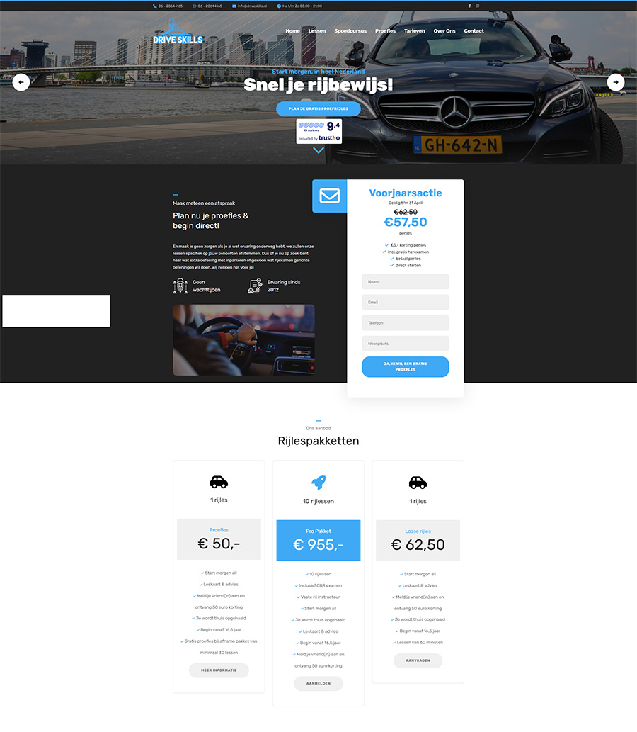 Overzicht van de homepage van PMCSV