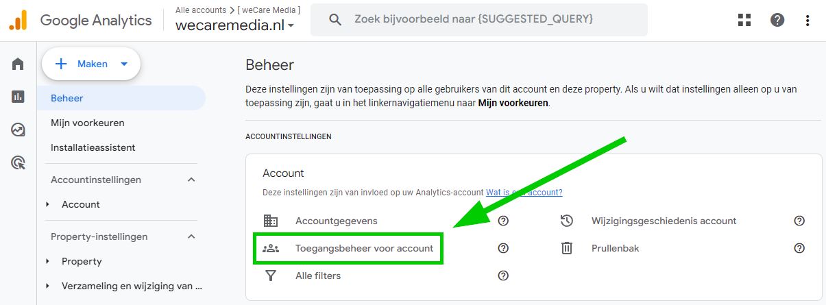 Gebruiker toevoegen aan Google Analytics 4: stap 2