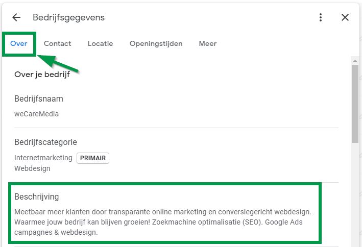 Over bedrijf Google Mijn Bedrijf