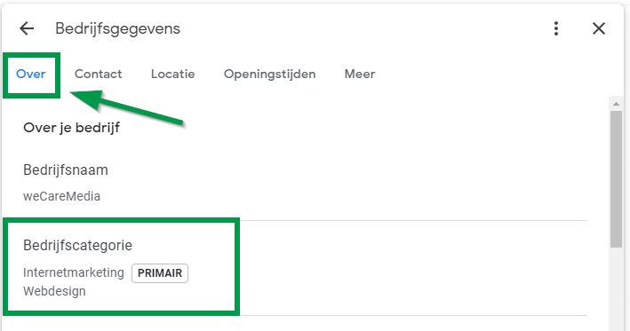 Google mijn bedrijf categorie kiezen