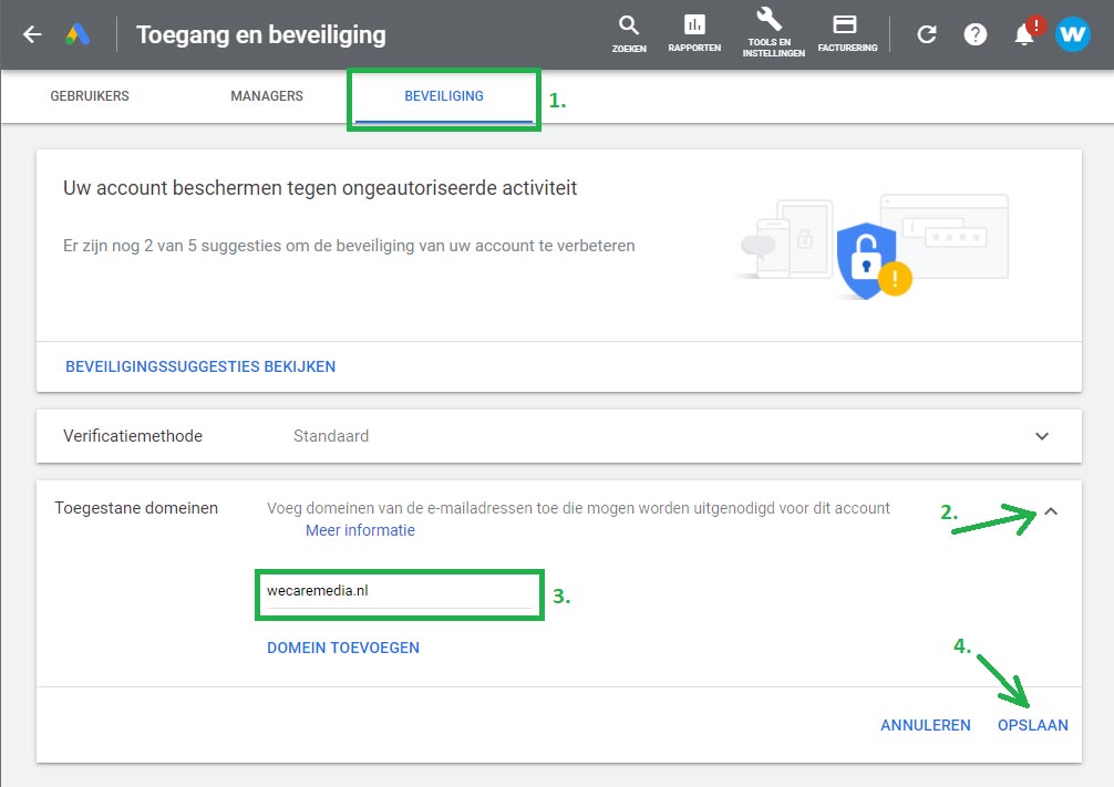 Google Ads gebruiker toevoegen stap 2
