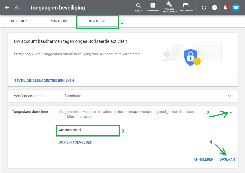 Google Ads gebruiker toevoegen stap 2