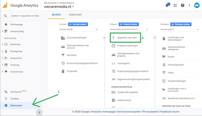 Google Analytics dual tracking stap 1