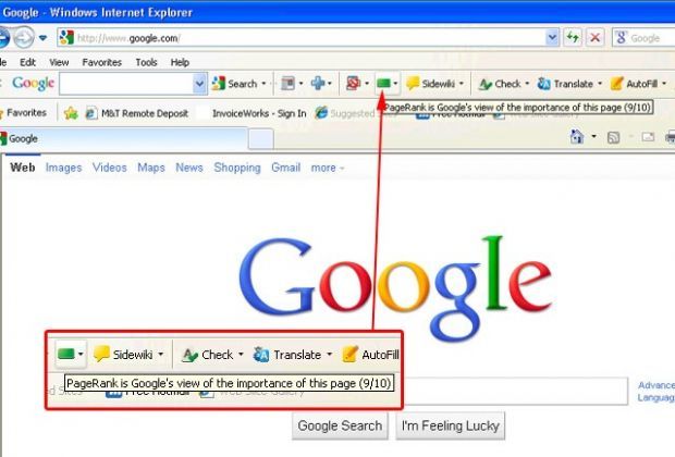 Google PageRank Toolbar