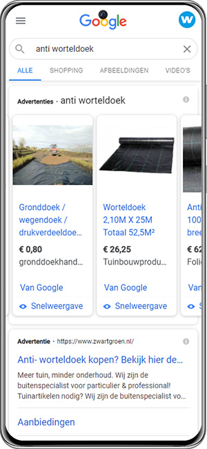 Google Shopping voorbeeld smartphone