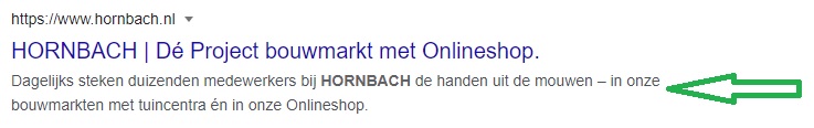 Google omschrijving SERP