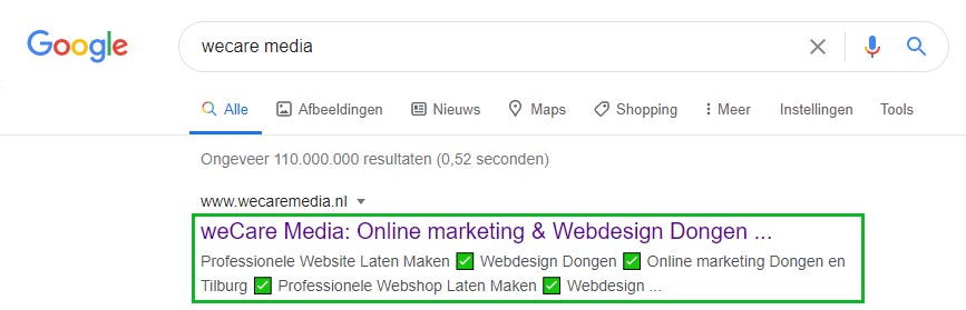 SERP-resultaat Google zoeken