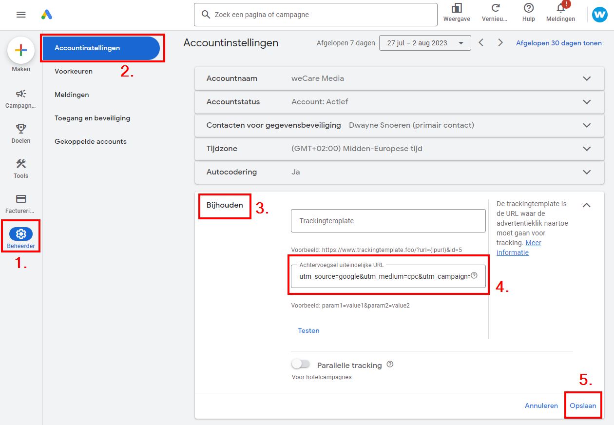 URL parameters automatisch bijhouden in Google Ads