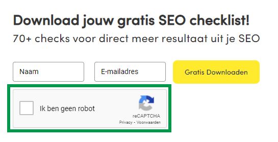 Voorbeeld Google reCaptcha